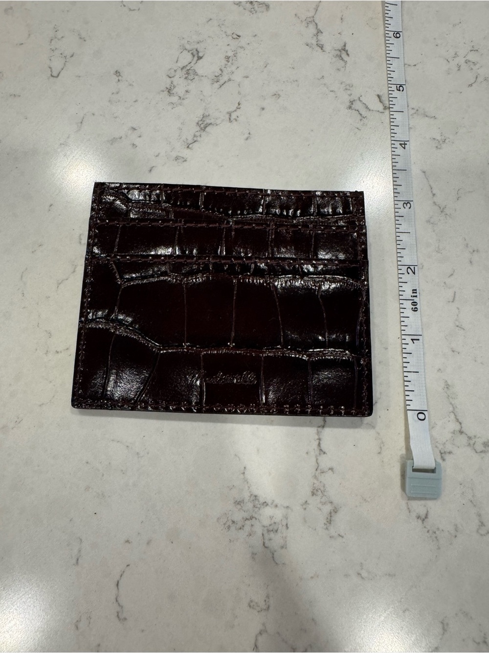 Madewell Dark Cherry Red Croc Embossed Card Case